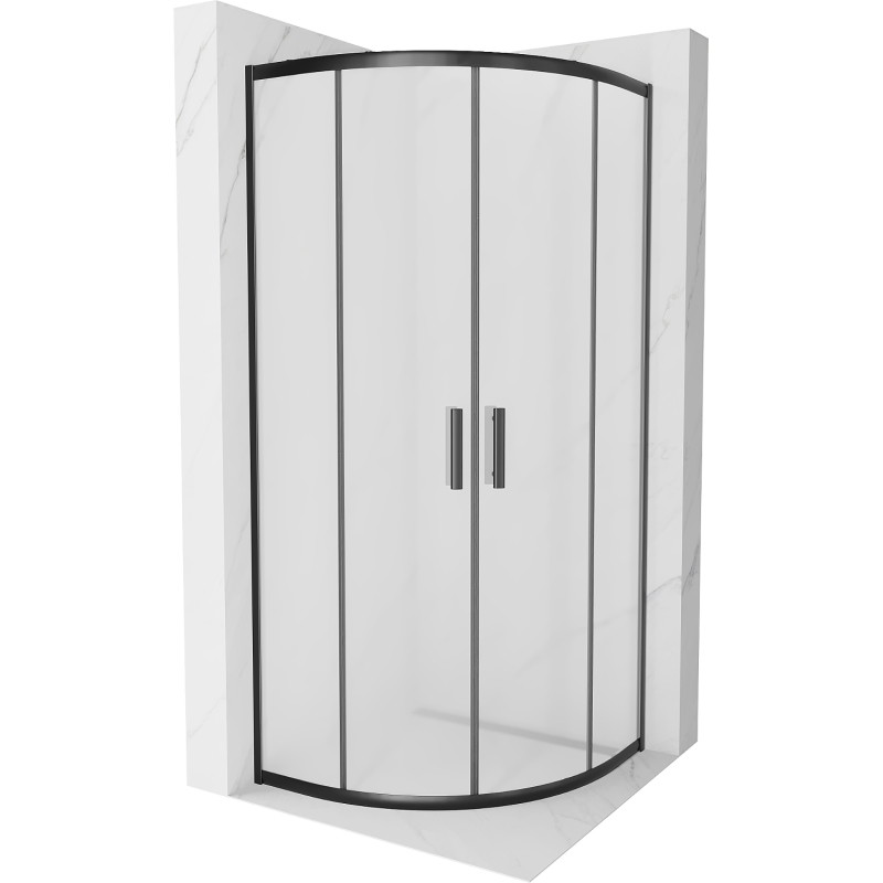 Mexen Rio Halbrunde Duschkabine 80 x 80 cm, matt, schwarz - 863-080-080-70-30