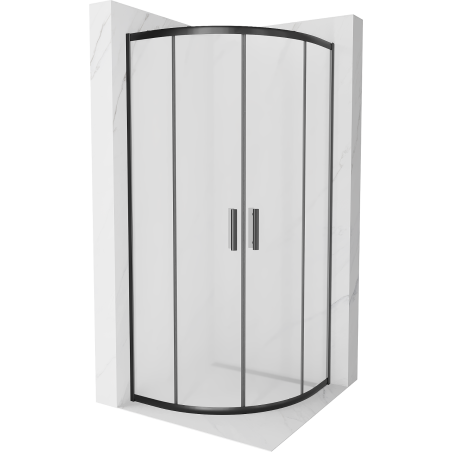 Mexen Rio Halbrunde Duschkabine 90 x 90 cm, Matt, Schwarz - 863-090-090-70-30
