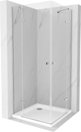 Mexen Roma Duo Duschkabine schwenkbar 70 x 70 cm, transparent, Chrom + Duschwanne Flat - 854-070-070-01-02-4010