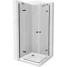 Mexen Roma Duo Schwingdusche 90 x 90 cm, transparent, schwarz + Flat Duschwanne - 854-090-090-70-02-4010B