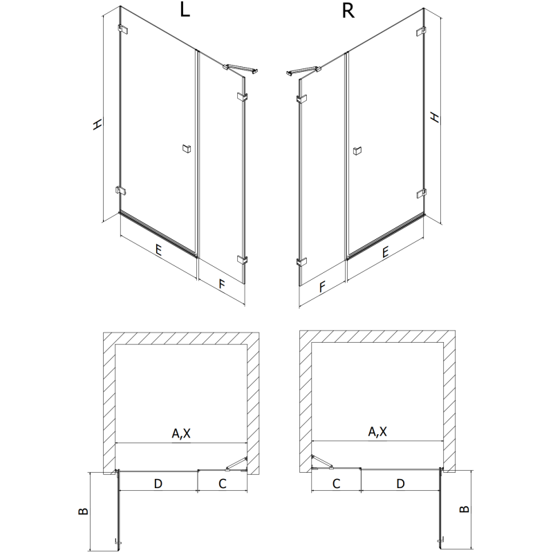Mexen Lunar-B Duschschwingtür rechts 110 cm, transparent, Chrom - 832S-110-050-01-00-P