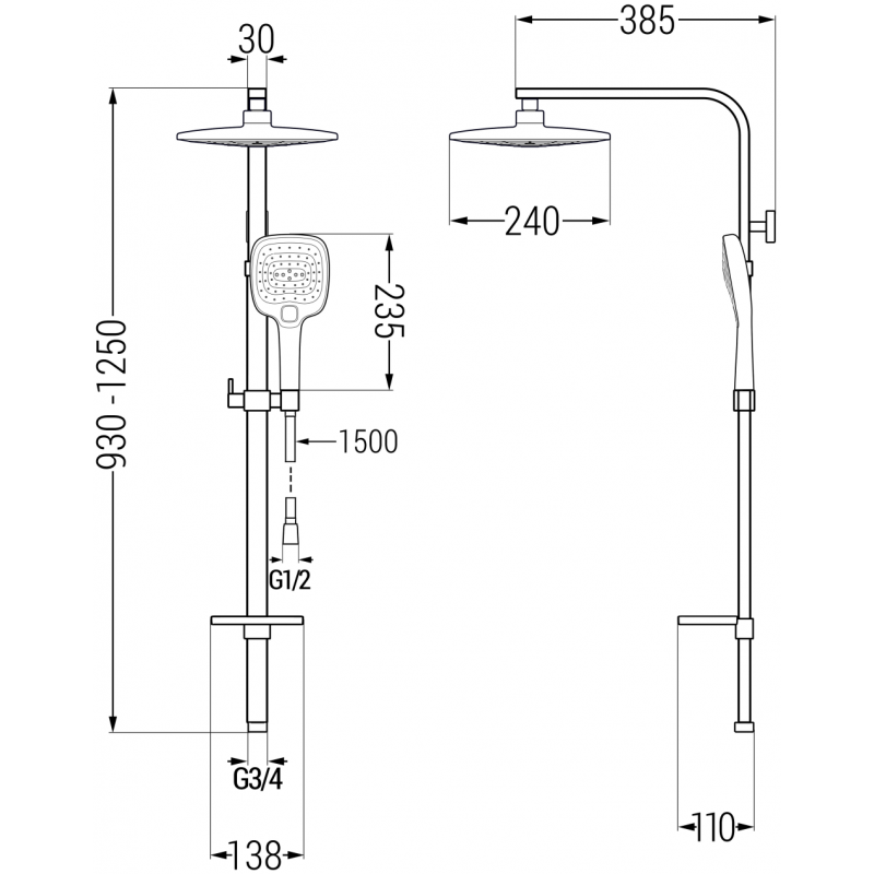 Mexen Q17 Duschsäule, Weiß/Chrom - 798171795-21