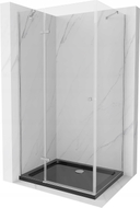 Mexen Roma Duschkabine schwenkbar 120 x 90 cm, transparent, Chrom + Duschwanne Flat, schwarz - 854-120-090-01-00-4070