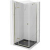 Mexen Roma duschecke schwenkbar 80 x 80 cm, transparent, gold + Duschwanne Flat, schwarz - 854-080-080-50-00-4070G