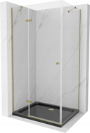 Mexen Roma Schwingdusche 120 x 90 cm, transparent, gold + Flat-Duschwanne, schwarz - 854-120-090-50-00-4070G