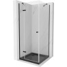 Mexen Roma Duschkabine schwenkbar 90 x 90 cm, transparent, schwarz + Duschwanne Flat, schwarz - 854-090-090-70-00-4070B