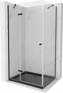 Mexen Roma duschkabine mit Schwingtür 90 x 120 cm, transparent, schwarz + Duschwanne Flat, schwarz - 854-090-120-70-00-4070B