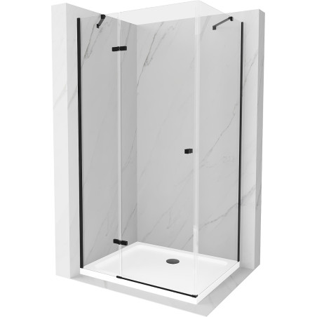 Mexen Roma Duschkabine mit Schwingtür 80 x 90 cm, transparent, schwarz + Flat Duschwanne, weiß - 854-080-090-70-00-4010B