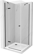 Mexen Roma Duschkabine schwenkbar 80 x 80 cm, transparent, schwarz + Dusche Flat, weiß - 854-080-080-70-00-4010B