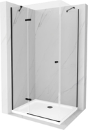 Mexen Roma Schiebetür-Duschkabine 100 x 70 cm, transparent, schwarz + Flat Duschwanne, weiß - 854-100-070-70-00-4010B