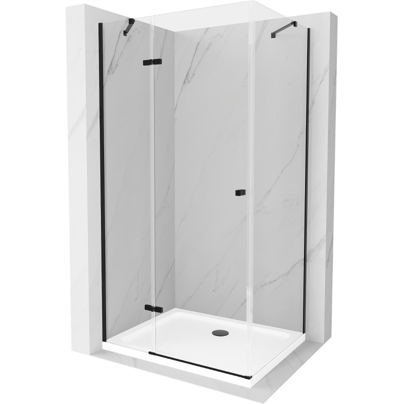 Mexen Roma Pendelduschkabine 120 x 70 cm, transparent, schwarz + Flat-Duschtasse, weiß - 854-120-070-70-00-4010B