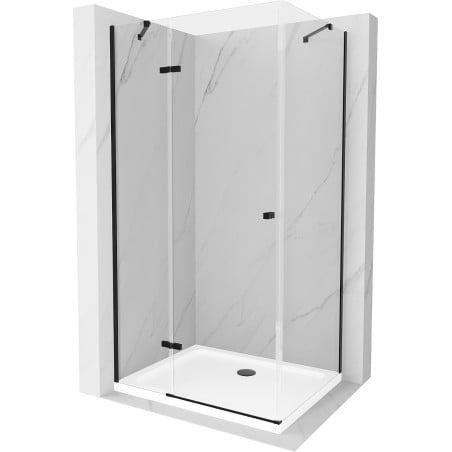Mexen Roma Schwenkbare Duschkabine 120 x 100 cm, transparent, schwarz + Duschwanne Flat, weiß - 854-120-100-70-00-4010B