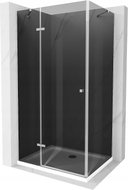 Mexen Roma Duschkabine schwenkbar 70 x 100 cm, Grafit, Chrom + Duschwanne Flat, Weiß - 854-070-100-01-40-4010