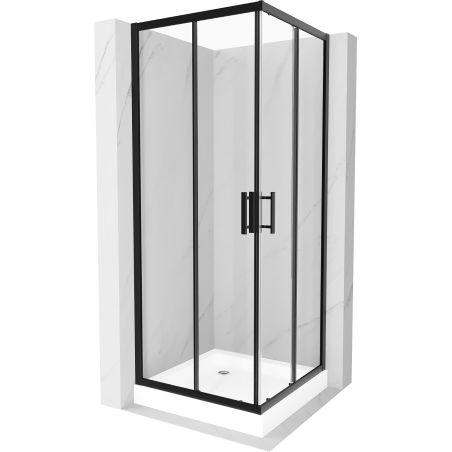 Mexen Rio quadratische Duschkabine 80 x 80 cm, transparent, schwarz + Duschwanne, weiß - 860-080-080-70-00-4510
