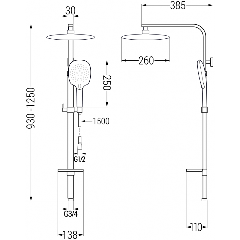 Mexen Q22 Duschsäule, Chrom - 798222295-00