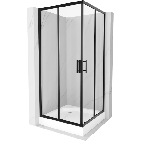 Mexen Rio quadratische Duschkabine 90 x 90 cm, transparent, schwarz + Duschwanne, weiß - 860-090-090-70-00-4510