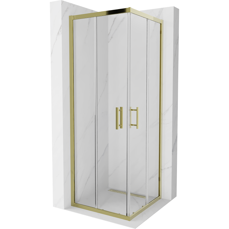 Mexen Rio quadratische Duschkabine 70 x 70 cm, transparent, gold - 860-070-070-50-00
