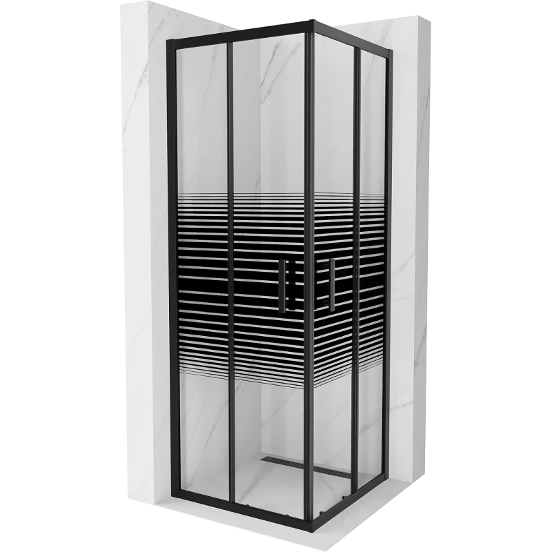Mexen Rio quadratische Duschkabine 70 x 70 cm, schwarze Streifen, schwarz - 860-070-070-70-20