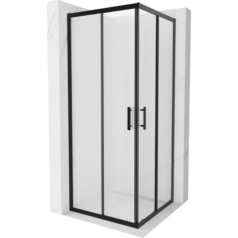 Mexen Rio quadratische Duschkabine 80 x 80 cm, gefrostet, schwarz - 860-080-080-70-30