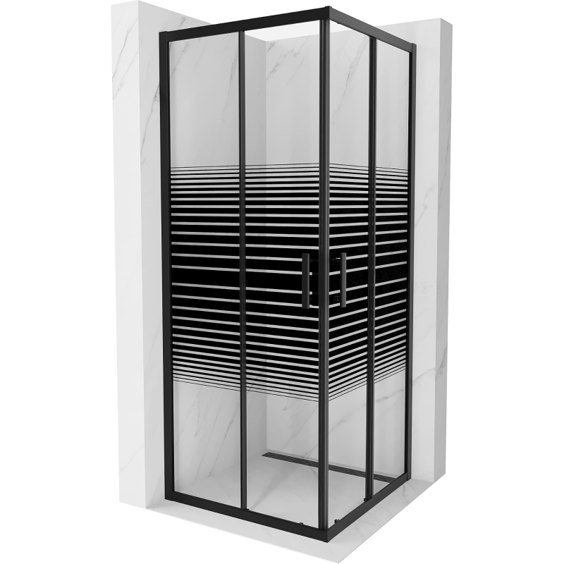 Mexen Rio Quadratische Duschkabine 80 x 80 cm, schwarze Streifen, schwarz - 860-080-080-70-20