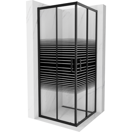 Mexen Rio Quadratische Duschkabine 80 x 80 cm, schwarze Streifen, schwarz - 860-080-080-70-20