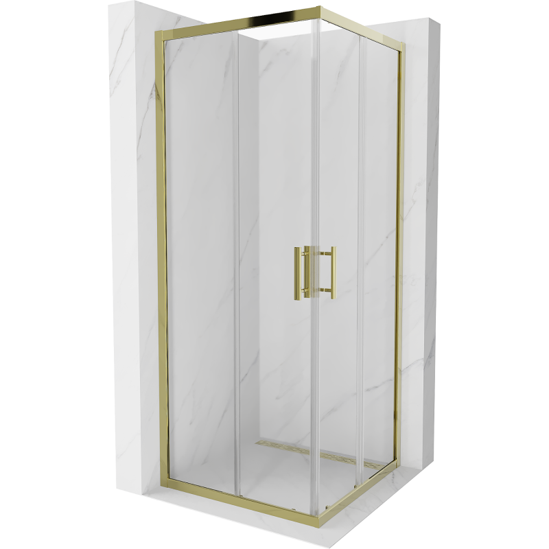 Mexen Rio quadratische Duschkabine 80 x 80 cm, transparent, gold - 860-080-080-50-00