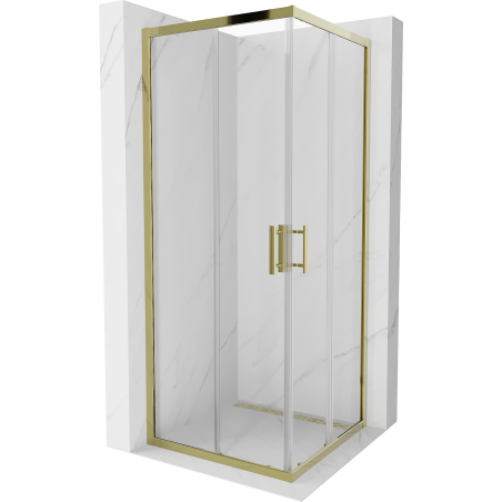 Mexen Rio quadratische Duschkabine 80 x 80 cm, transparent, gold - 860-080-080-50-00
