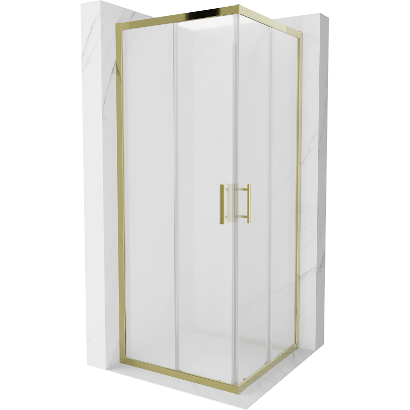 Mexen Rio quadratische Duschkabine 80 x 80 cm, matt, golden - 860-080-080-50-30