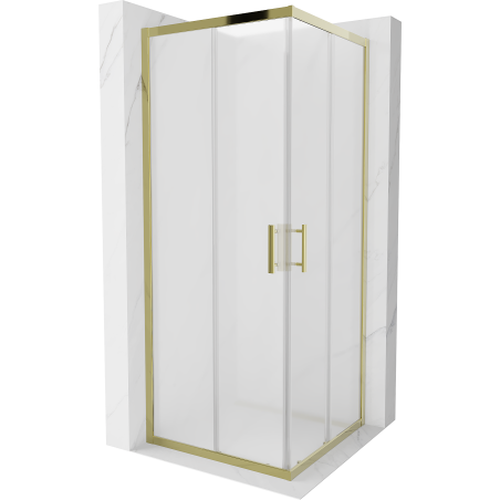 Mexen Rio Quadratische Duschkabine 80 x 80 cm, Milchglas, Gold - 860-080-080-50-30