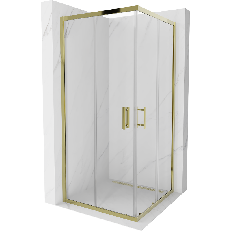 Mexen Rio quadratische Duschkabine 90 x 90 cm, transparent, gold - 860-090-090-50-00
