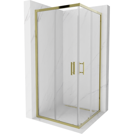 Mexen Rio quadratische Duschkabine 90 x 90 cm, transparent, gold - 860-090-090-50-00