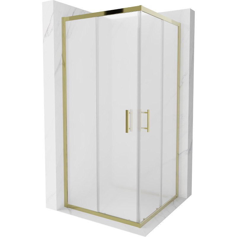 Mexen Rio quadratische Duschkabine 90 x 90 cm, matt, gold - 860-090-090-50-30