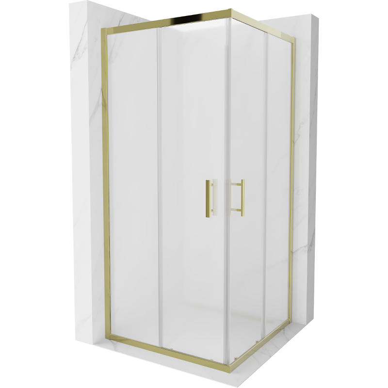 Mexen Rio quadratische Duschkabine 90 x 90 cm, Milchglas, Gold - 860-090-090-50-30