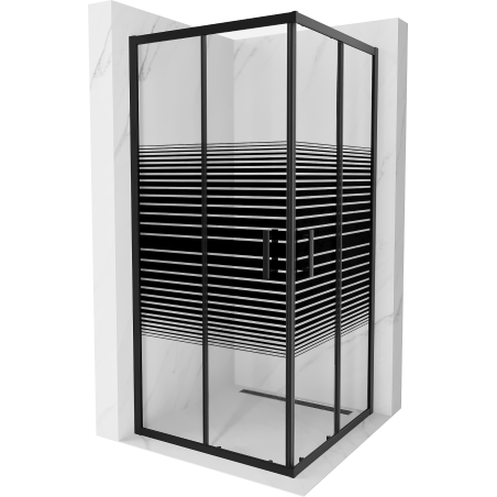 Mexen Rio quadratische Duschkabine 90 x 90 cm, schwarze Streifen, schwarz - 860-090-090-70-20