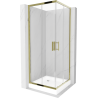 Mexen Rio quadratische Duschkabine 80 x 80 cm, transparent, gold + Duschwanne, weiß - 860-080-080-50-00-4510