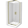 Mexen Rio quadratische Duschkabine 80 x 80 cm, transparent, gold + Rio Duschwanne, weiß - 860-080-080-50-00-4510