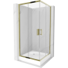 Mexen Rio Duschkabine quadratisch 90 x 90 cm, transparent, gold + Duschwanne Rio, weiß - 860-090-090-50-00-4510