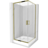 Mexen Rio quadratische Duschkabine 90 x 90 cm, transparent, gold + Duschwanne, weiß - 860-090-090-50-00-4510