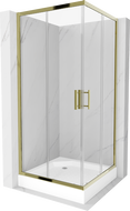 Mexen Rio Duschkabine quadratisch 90 x 90 cm, transparent, gold + Duschwanne Rio, weiß - 860-090-090-50-00-4510