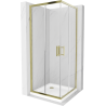 Mexen Rio quadratische Duschkabine 70 x 70 cm, transparent, golden + Flat-Duschwanne, weiß - 860-070-070-50-00-4010G