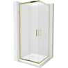 Mexen Rio quadratische Duschkabine 70 x 70 cm, mattiert, Gold + Duschwanne Flat, Weiß - 860-070-070-50-30-4010G