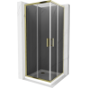 Mexen Rio quadratische Duschkabine 90 x 90 cm, Graphit, Gold + Flat Duschwanne, Weiß - 860-090-090-50-40-4010G