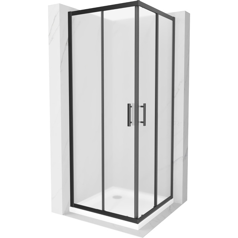 Mexen Rio Quadratische Duschkabine 90 x 90 cm, matt, schwarz + flacher Duschwanne, weiß - 860-090-090-70-30-4010B