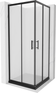 Mexen Rio Duschkabine quadratisch 80 x 80 cm, Milchglas, schwarz + Duschwanne Flat, schwarz - 860-080-080-70-30-4070B