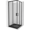 Mexen Rio Duschkabine quadratisch 70 x 70 cm, transparent, schwarz + Duschwanne Flat, schwarz - 860-070-070-70-00-4070B