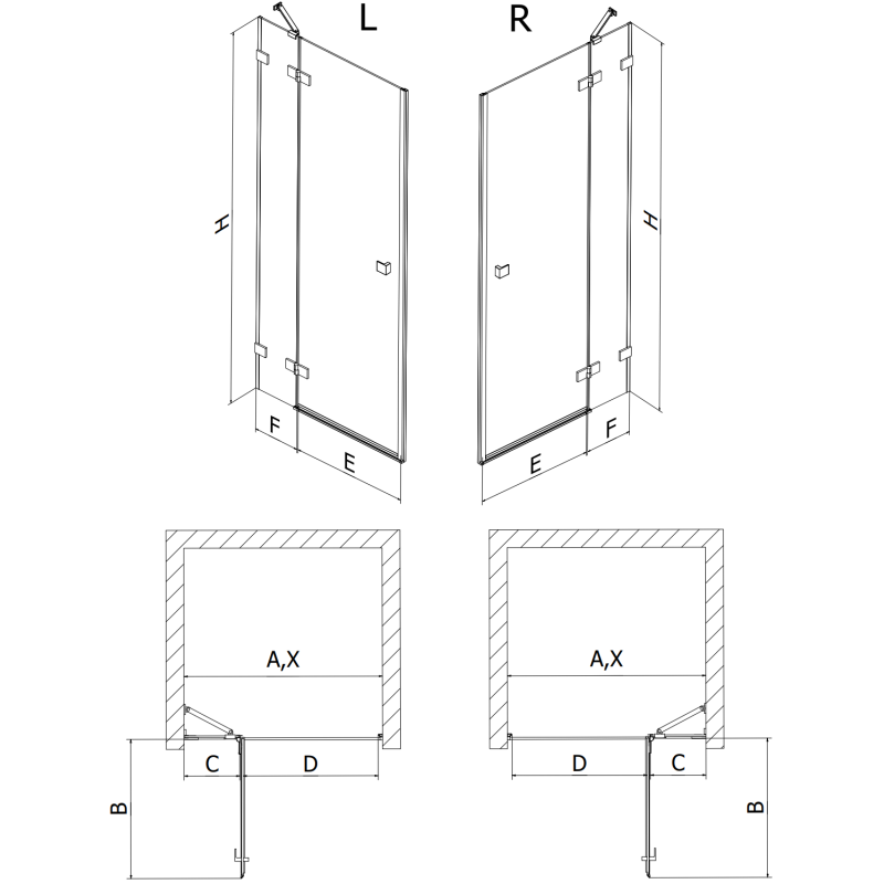 Mexen Lunar Duschdrehtür rechts 100 cm, transparent, Gun Metal - 834-100-000-95-00-P
