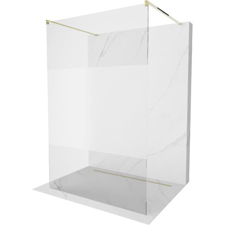 Mexen Kioto freistehende Duschwand 140 x 200 cm, transparent/frost 8 mm, gold - 800-140-002-50-35
