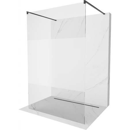 Mexen Kioto freistehende Duschwand 140 x 200 cm, transparent/matt 8 mm, schwarz - 800-140-002-70-35