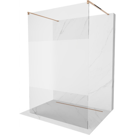 Mexen Kioto freistehende Duschwand 140 x 200 cm, transparent/Mattglas 8 mm, Roségold - 800-140-002-60-35