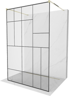 Mexen Kioto freistehende Duschwand 120 x 200 cm, schwarzes Muster 8 mm, gold - 800-120-002-50-78
